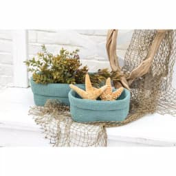 Heritage Lace Mod Crochet Rectangular Polypropylene Storage Basket - Tan thumbnail 2