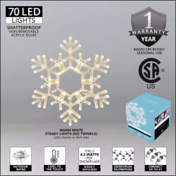 Kringle Traditions 20 in. LED Warm White Folding Snowflake Decoration, 70 Lights thumbnail 2