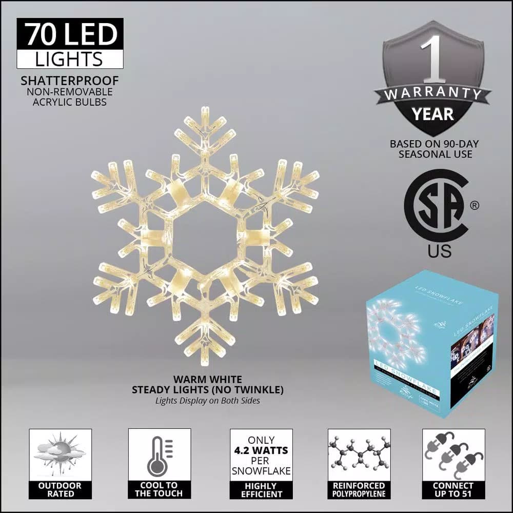 Kringle Traditions 20 in. LED Warm White Folding Snowflake Decoration, 70 Lights