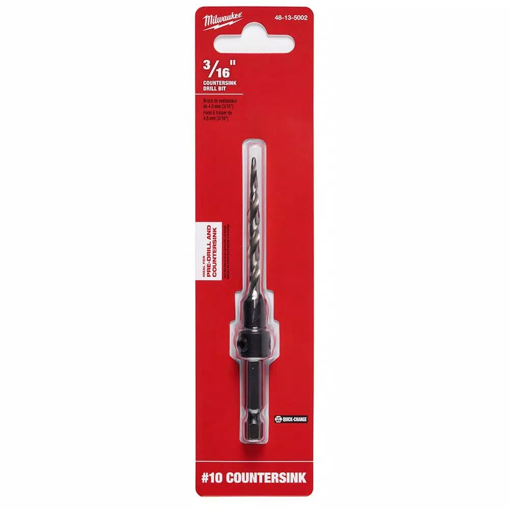 Milwaukee #10 Countersink 3/16 in. High Speed Steel Drill Bit with 1/4 in. Hex Shank