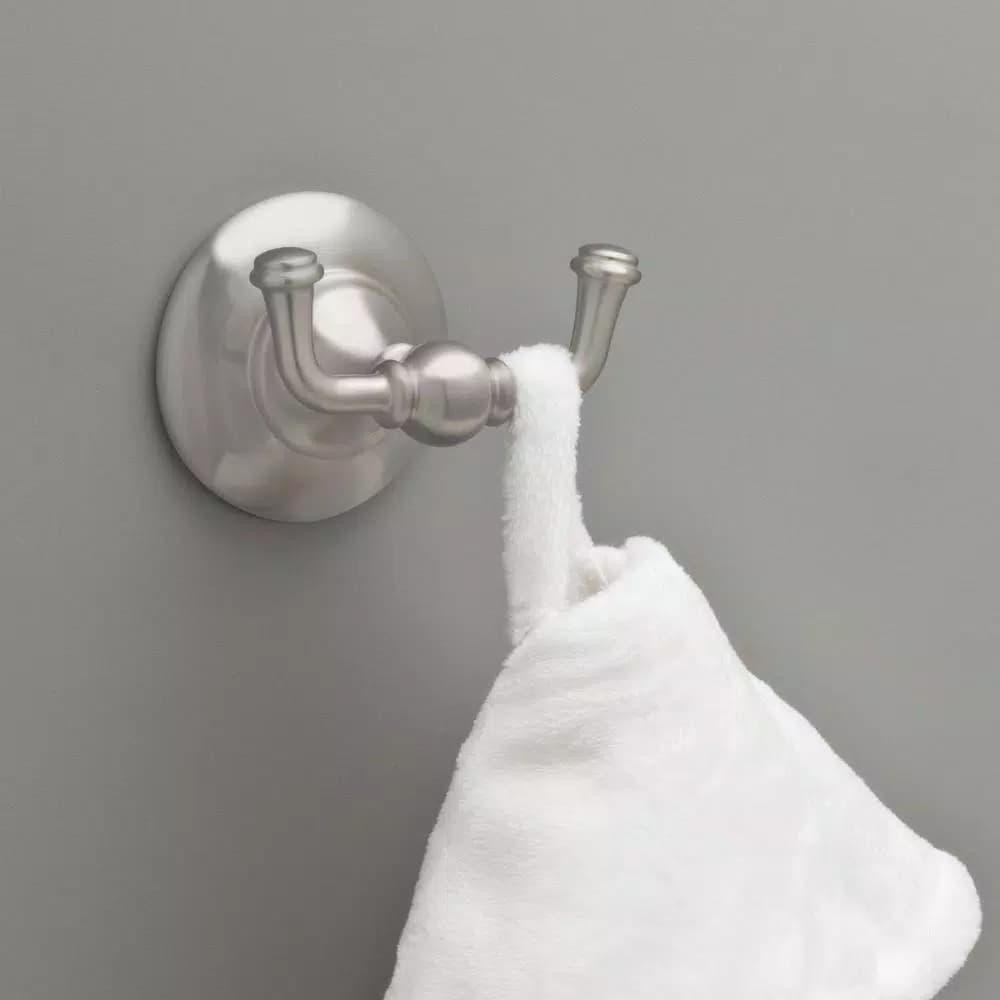 Delta Greenwich II Double Prong Towel Hook, SpotShield Brushed Nickel