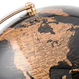 Unbranded 12.5 in. Black and Gold Topographical LED Globe with Rose Gold Metal Frame thumbnail 3