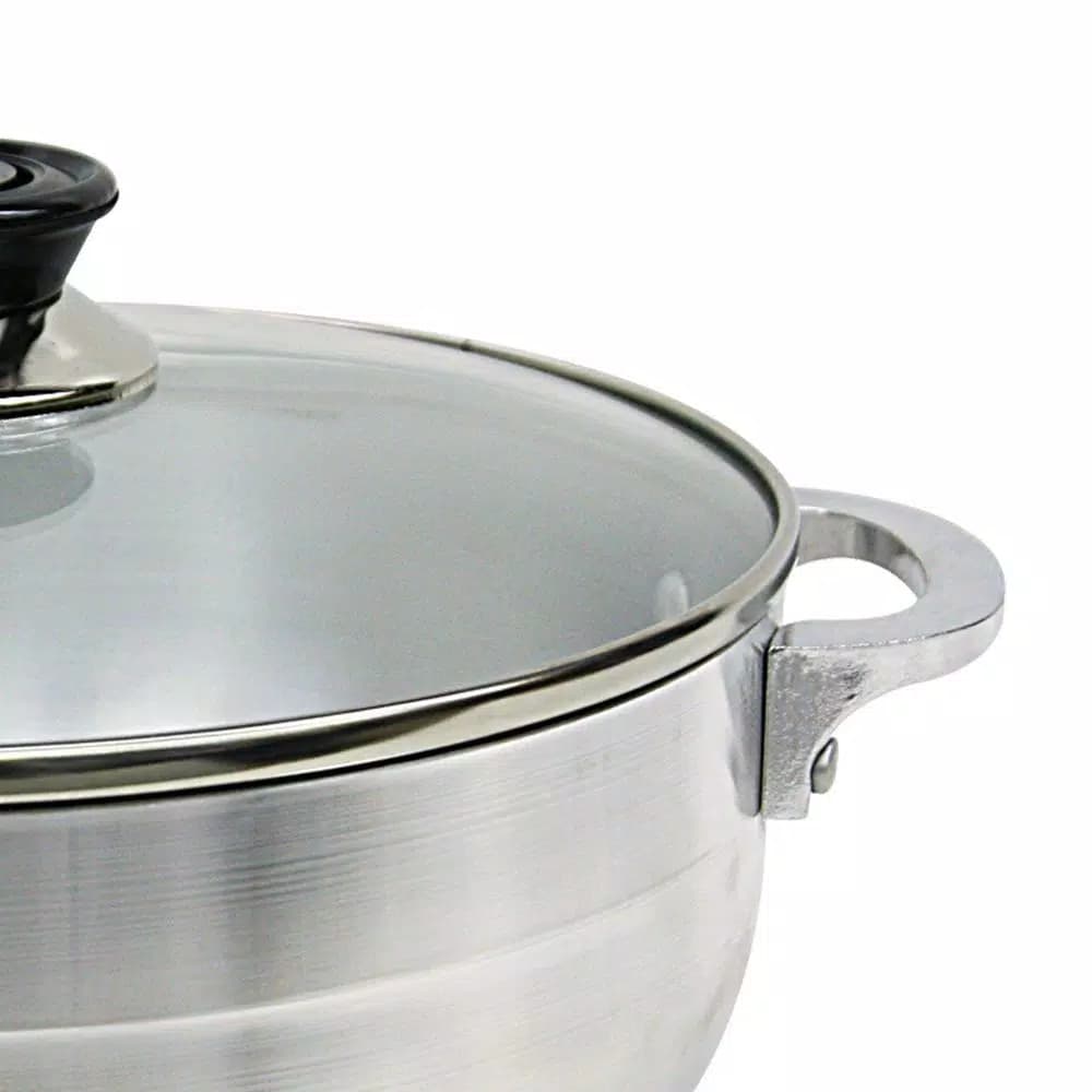 Home Basics Heavy Duty Aluminum Caldero with Glass Lid, 2.43 Qt.