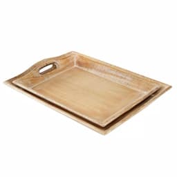 LITTON LANE Distressed Brown Decorative Wooden Trays, Set of 2, Mango Wood & MDF thumbnail 5