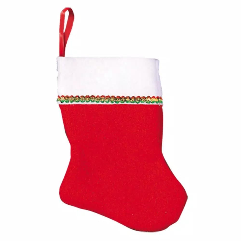 Amscan 4.25 in. x 3 in. Felt Mini Christmas Stockings, Red and White with Glitter Trim (24-Count Bulk Pack)