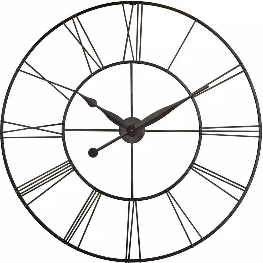 Infinity Instruments Skyscraper XXL 45 in. Oversized Round Wall Clock - Black Metal