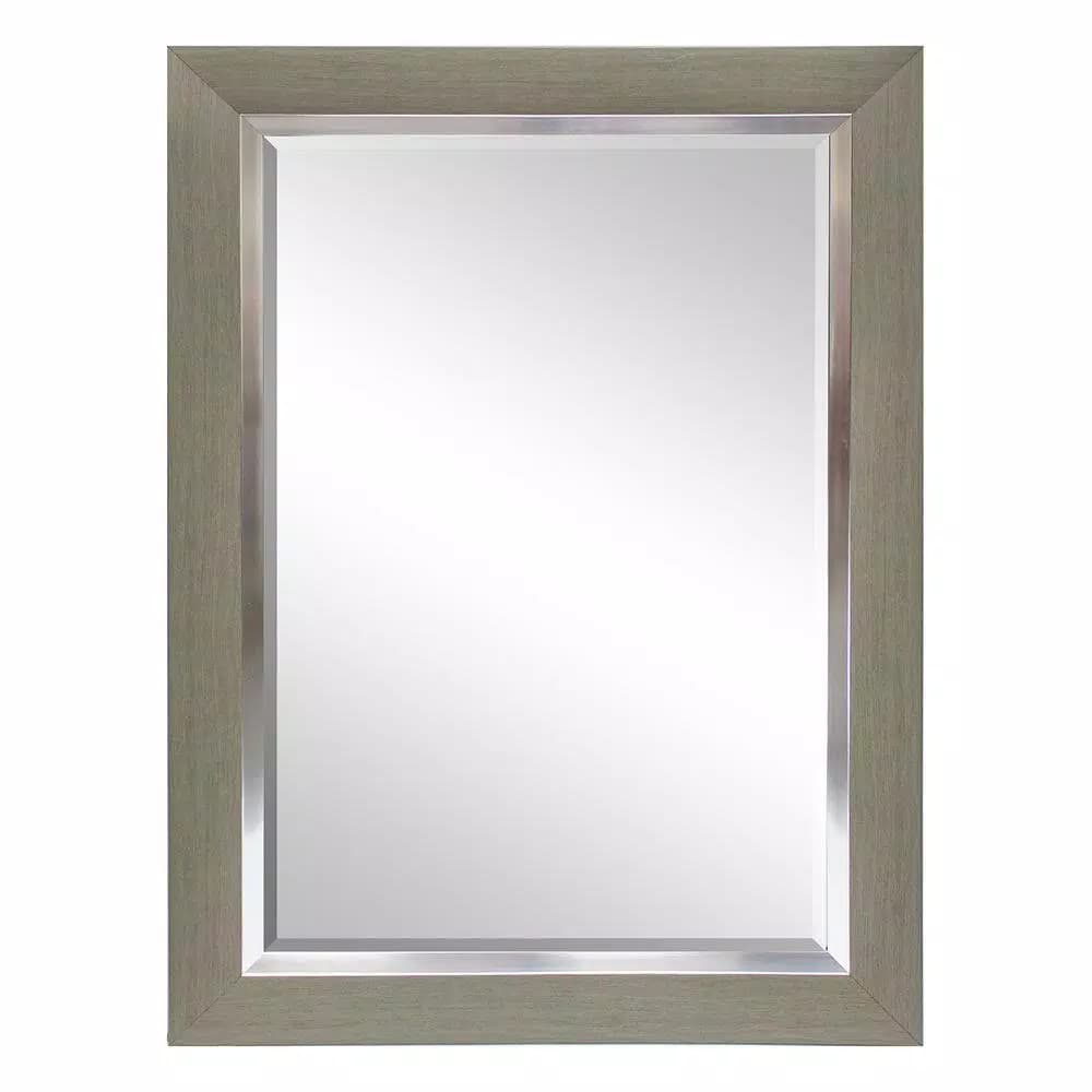 Unbranded Classic Gray Wash and Silver Beveled Glass Rectangle Accent Mirror (43.5 x 31.5 in)