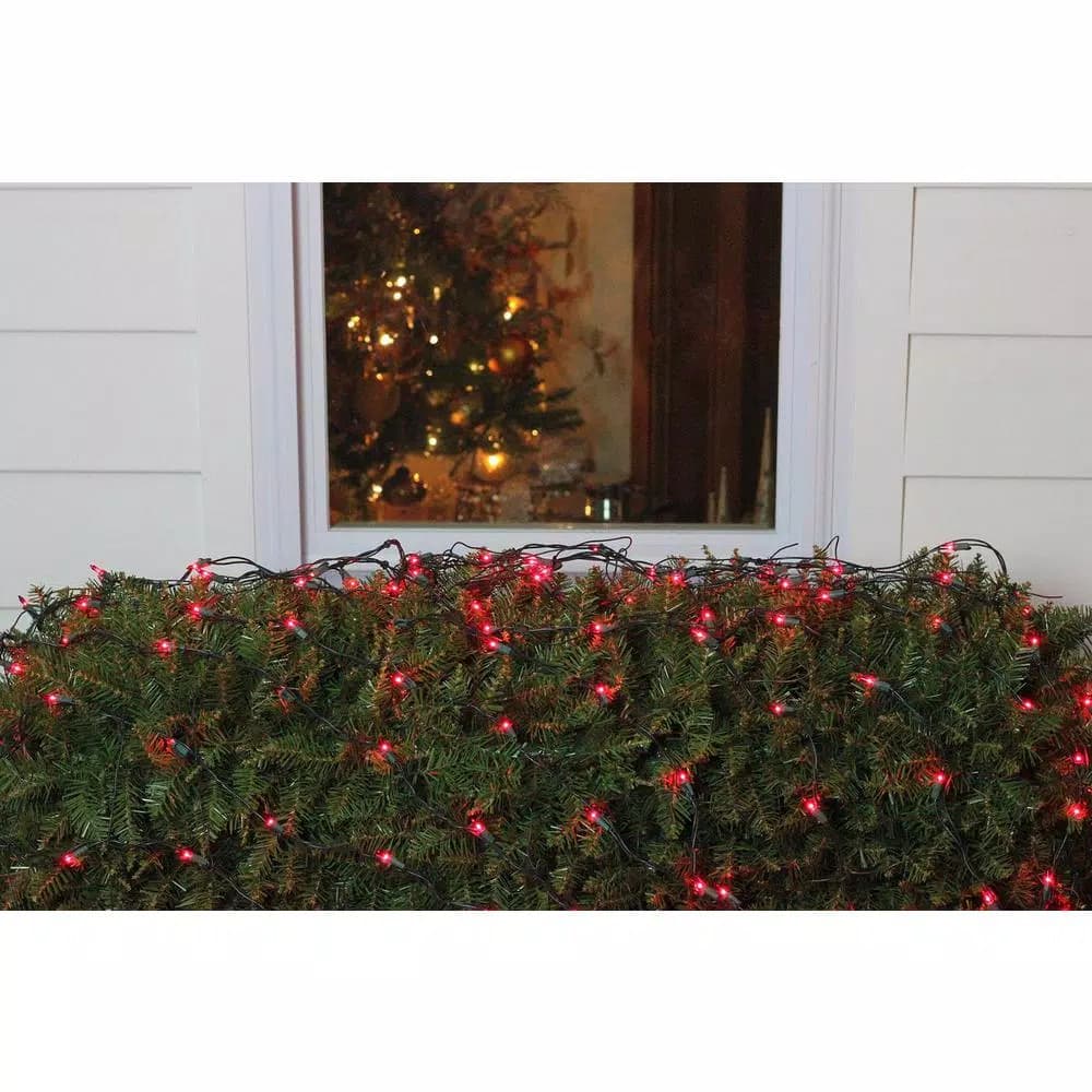 Northlight 4 ft. x 6 ft. Red Mini Net Style Christmas Lights with Green Wire, 150 Bulbs