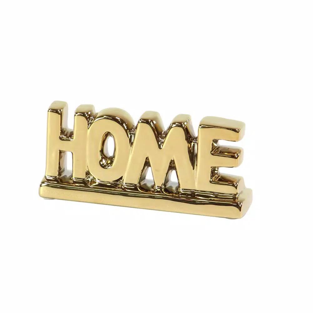 LITTON LANE Porcelain HOME Decorative Sign Set - Gold and Silver Accents
