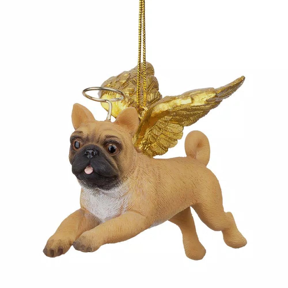 Design Toscano Pug Dog Angel Christmas Ornament, Hand-Painted Resin