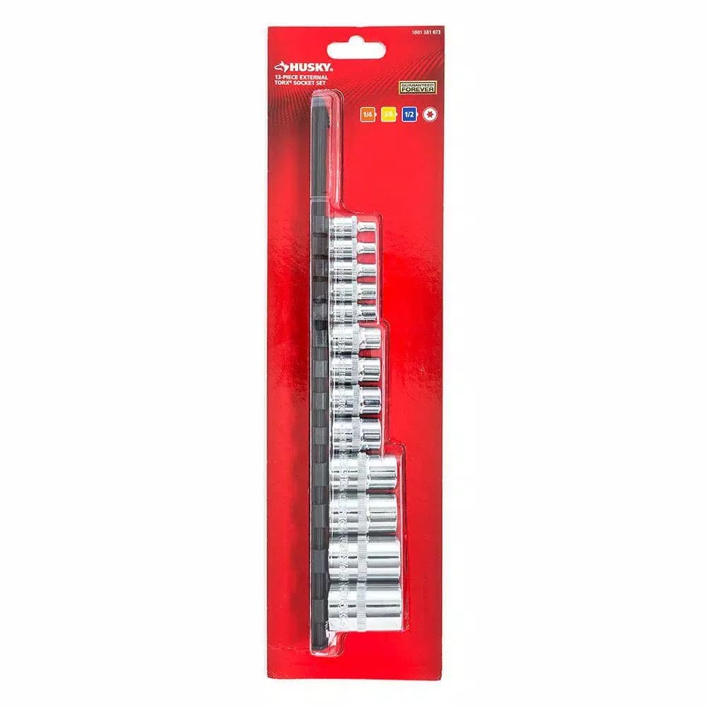 Husky 13-Piece E-Torx Socket Set, 1/4 in., 3/8 in., and 1/2 in. Drives