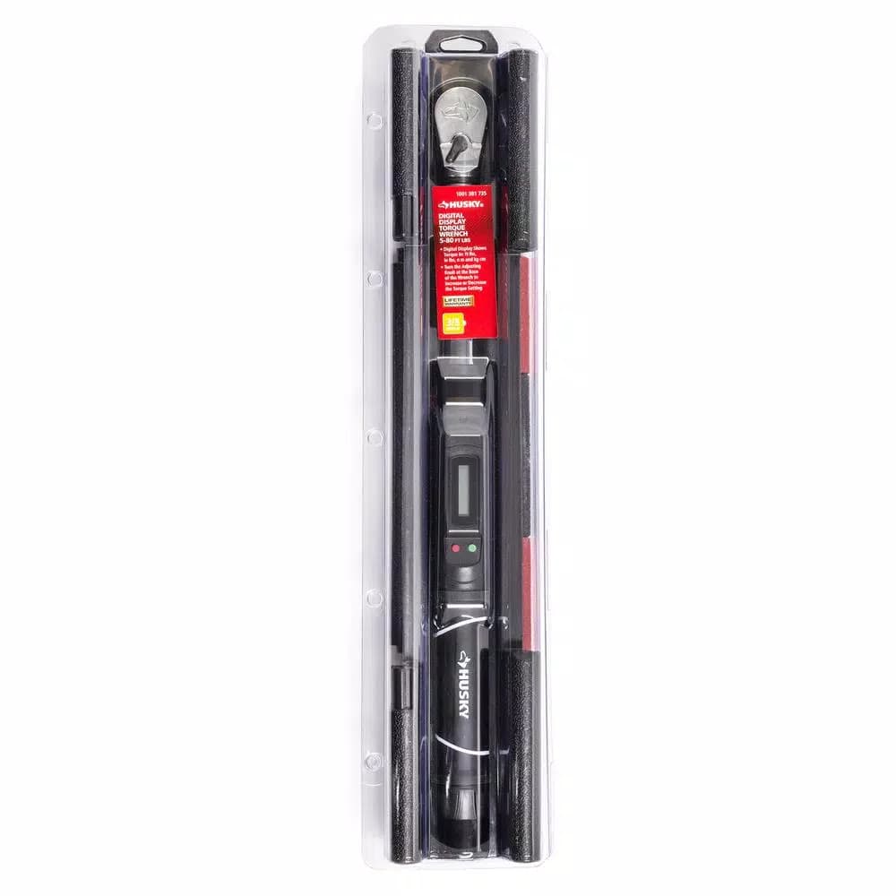 Husky 3/8 in. Drive Digital Display Click Torque Wrench, 5-80 ft. lbs.