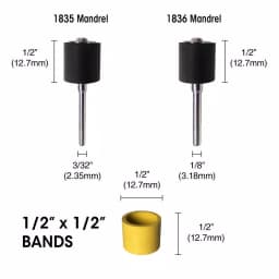 Dedeco Sunburst 6 Micron Extra-Fine Polishing Bands, 1/2 in. x 1/2 in. Cylinder, 12-Pack thumbnail 2