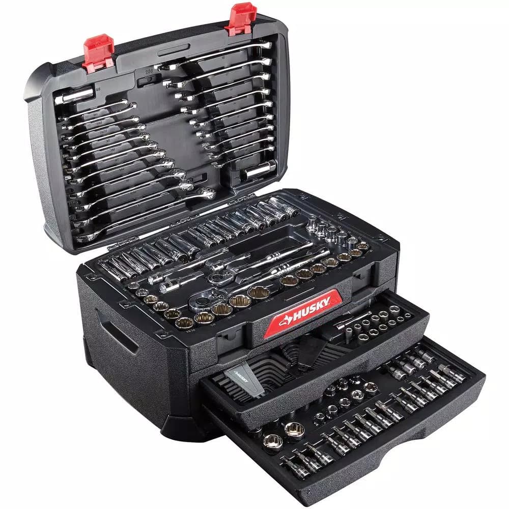 Husky 268-Piece Mechanics Tool Set with 1/4 in, 3/8 in, and 1/2 in. Drive Ratchets and Sockets