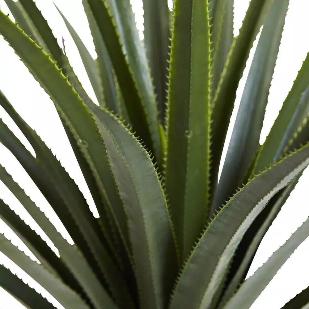 Nearly Natural 4 ft. Spiked Agave Artificial Plant in Black Plastic Pot