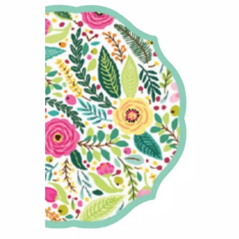 Sugar Plum Party SugarPlum Collection Spring Blossoms Dessert Plates, Ruffled Floral with Rose Gold Rim (Set of 16)