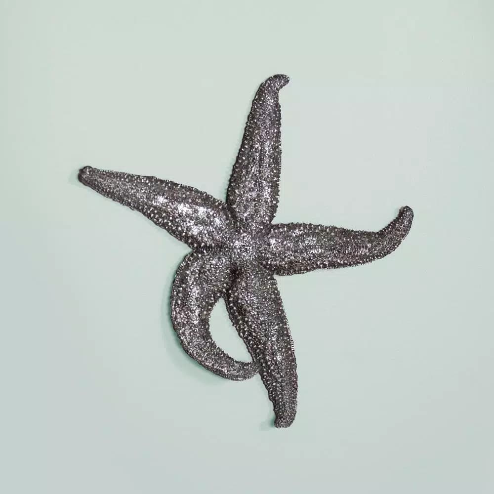 Unbranded Medium Starfish Wall Sculpture - Coastal Silver Pewter Resin Decor