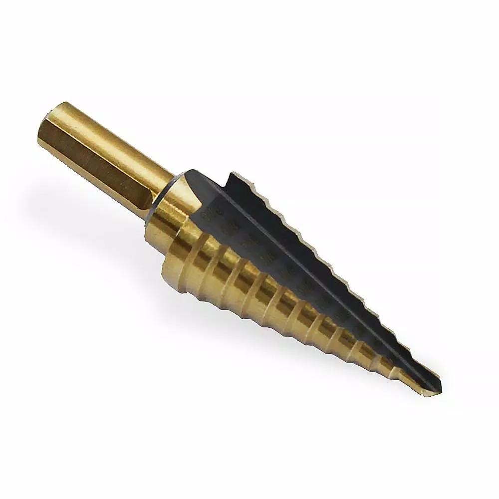 Stark 3/16 in. x 7/8 in. Titanium Coated HSS Heavy-Impact Step Drill Bit, 10 Sizes