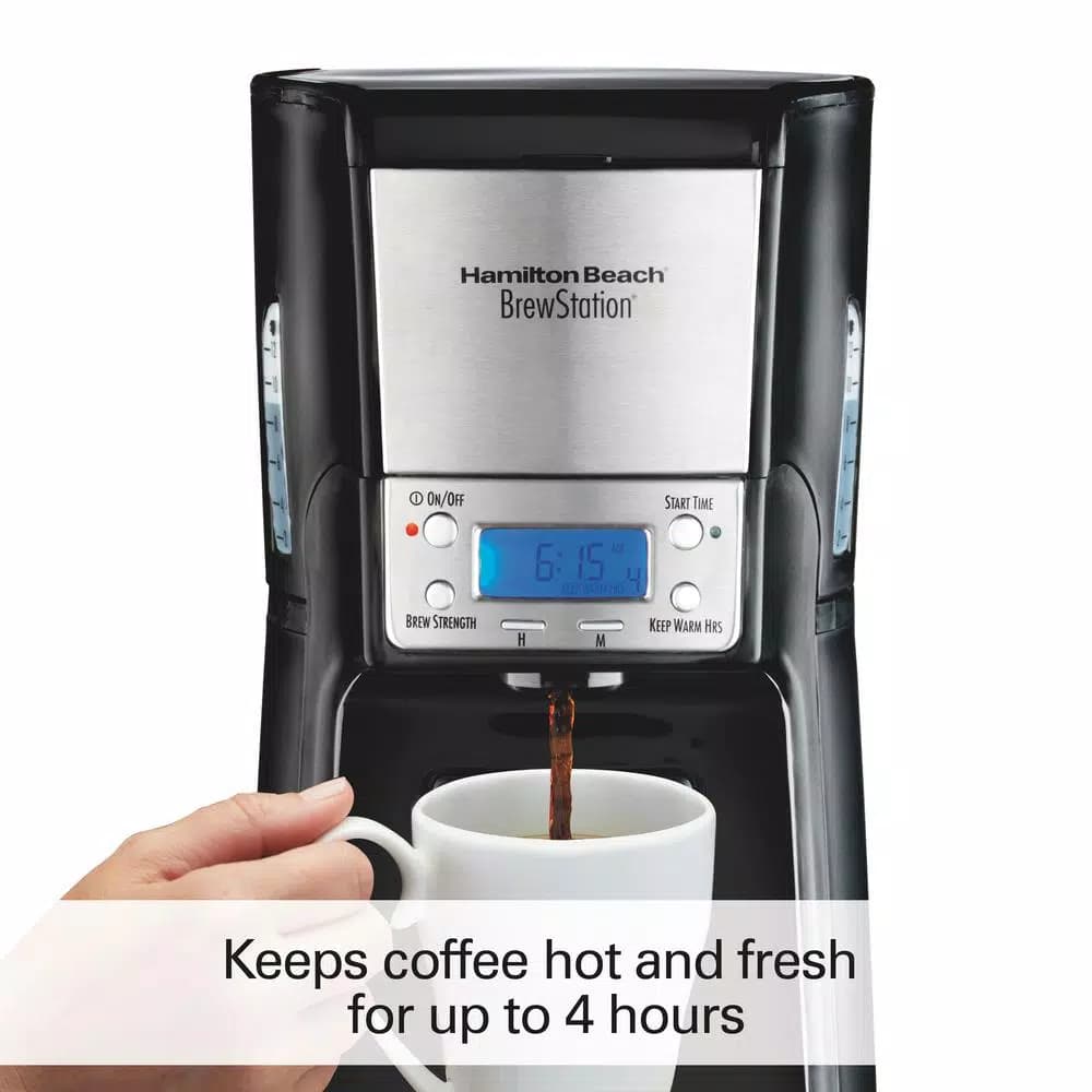 Hamilton Beach BrewStation 12-Cup Drip Coffee Maker with Internal Tank, Black/Stainless Look