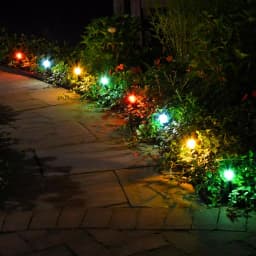 LUMABASE 2.5 in. Round Solar Color Changing Glass Pathway String Lights, 8-Light Set thumbnail 2