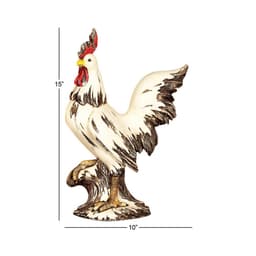 LITTON LANE 15 in. Rooster Decorative Sculpture - White, Red, and Brown Farmhouse Statuary thumbnail 8