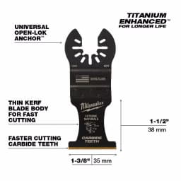 Milwaukee 1-3/8 in. Carbide Universal Fit Extreme Wood/Metal Oscillating Multi-Tool Blade thumbnail 3