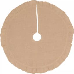 VHC Brands 21 in. Jute Burlap Natural Tan Tree Skirt - Rustic Lodge Holiday Decor thumbnail 1