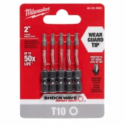 Milwaukee SHOCKWAVE Torx T10 2 in. Impact Duty Steel Screwdriver Bits, 5-Pack thumbnail 2