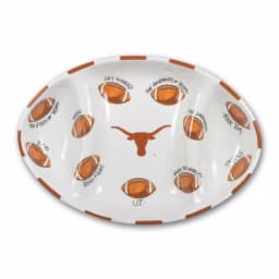 Magnolia Lane NCAA Texas Collegiate Football Ceramic Tailgating Serving Platter, 3-Section Divided Design thumbnail 1