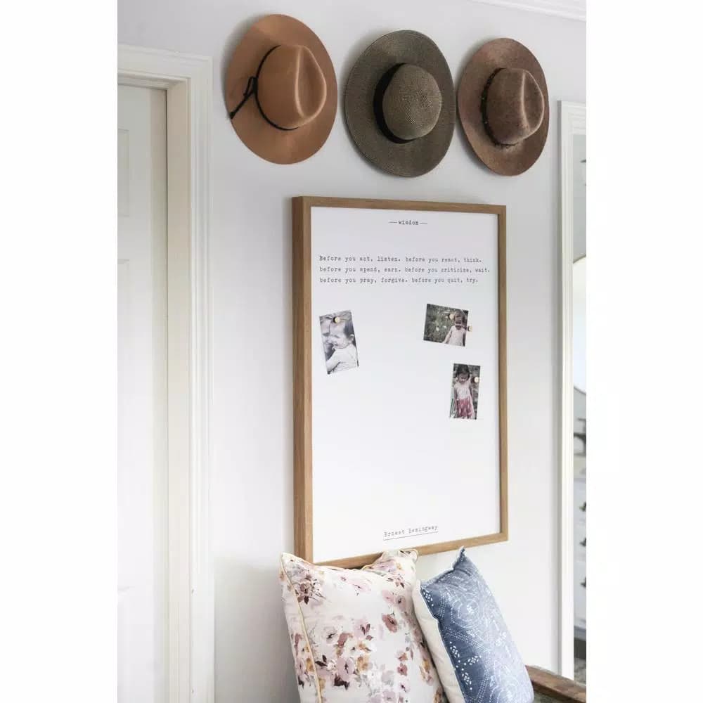 Petal Lane Home Ernest Hemingway Wisdom Magnetic Memo Board with Rustic Brown Frame