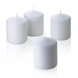 Light In The Dark 3 in. x 3 in. Unscented White Paraffin Pillar Candles, 4-Count thumbnail 2