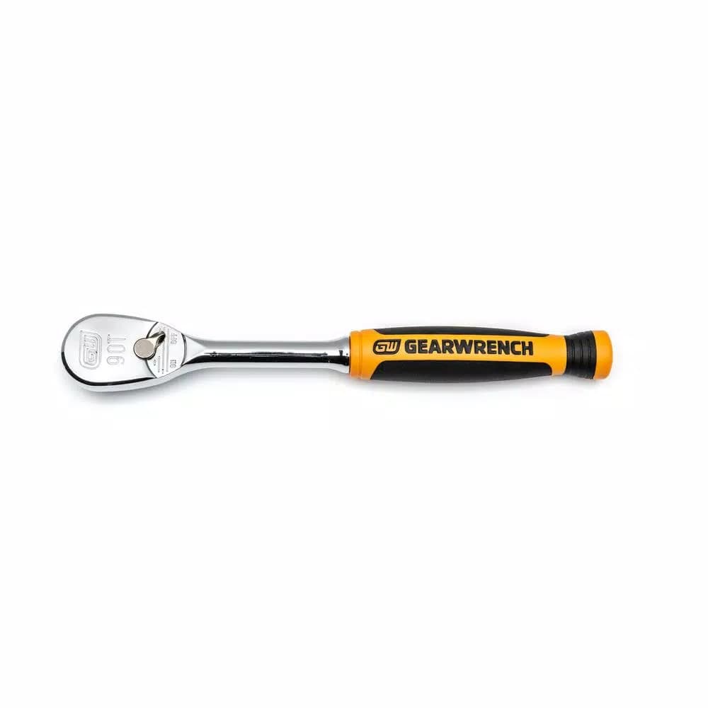 GearWrench 1/4 in. Drive 90-Tooth Dual Material Teardrop Ratchet, 6 in.