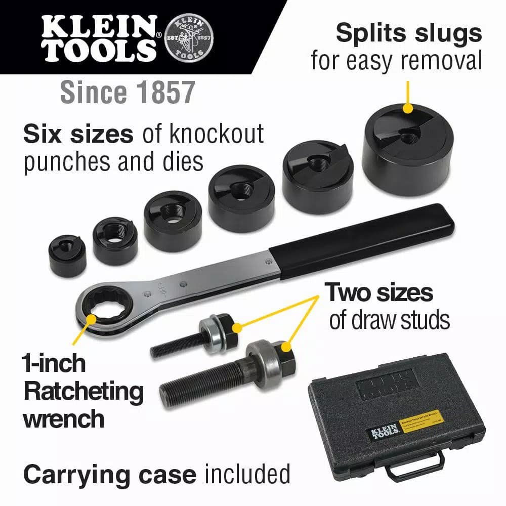 Klein Tools 9-Piece Knockout Punch and Ratcheting Wrench Set