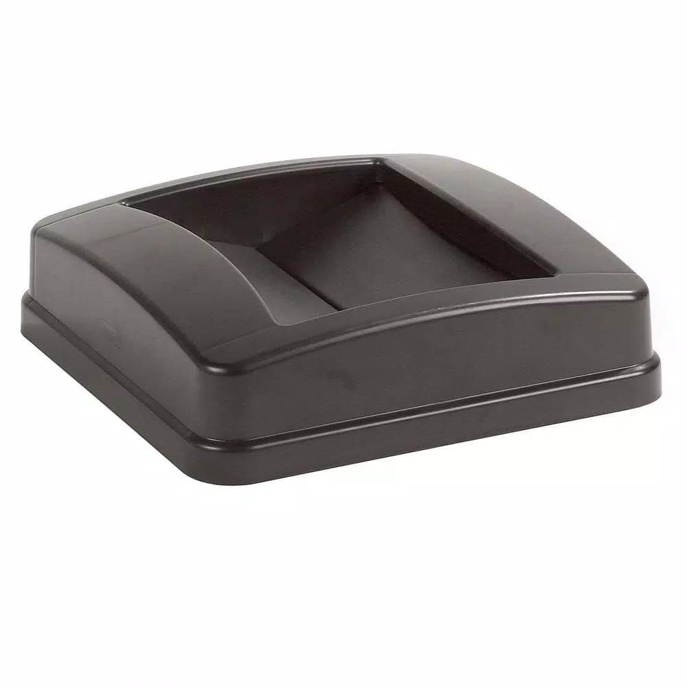 Carlisle Centurian 23 Gal. Square Trash Can Swing Top Lid, Brown (4-Pack)
