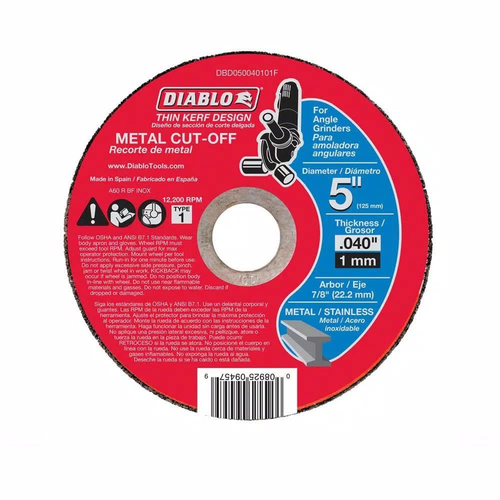 Diablo 5 in. Thin Kerf Metal and Stainless Steel Cut-Off Disc, 0.040 in. x 7/8 in.