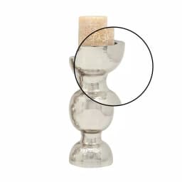 LITTON LANE 14 in. x 6 in. Classic Iron Candle Holder with Spherical Orb Accent, Polished Silver Finish thumbnail 3