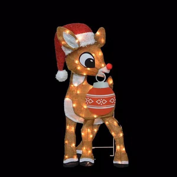 Rudolph 32 in. Rudolph 2D Outdoor Lighted Christmas Decoration with Ornament
