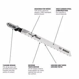 Bosch 10 TPI High Carbon Steel T-Shank Jigsaw Blades for Wood and Plastic, 5-Pack thumbnail 3