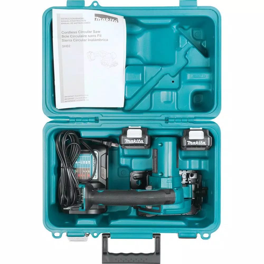 Makita 12V MAX CXT Cordless 3-3/8 in. Circular Saw Kit with Case, 2x 2.0Ah Batteries & Charger