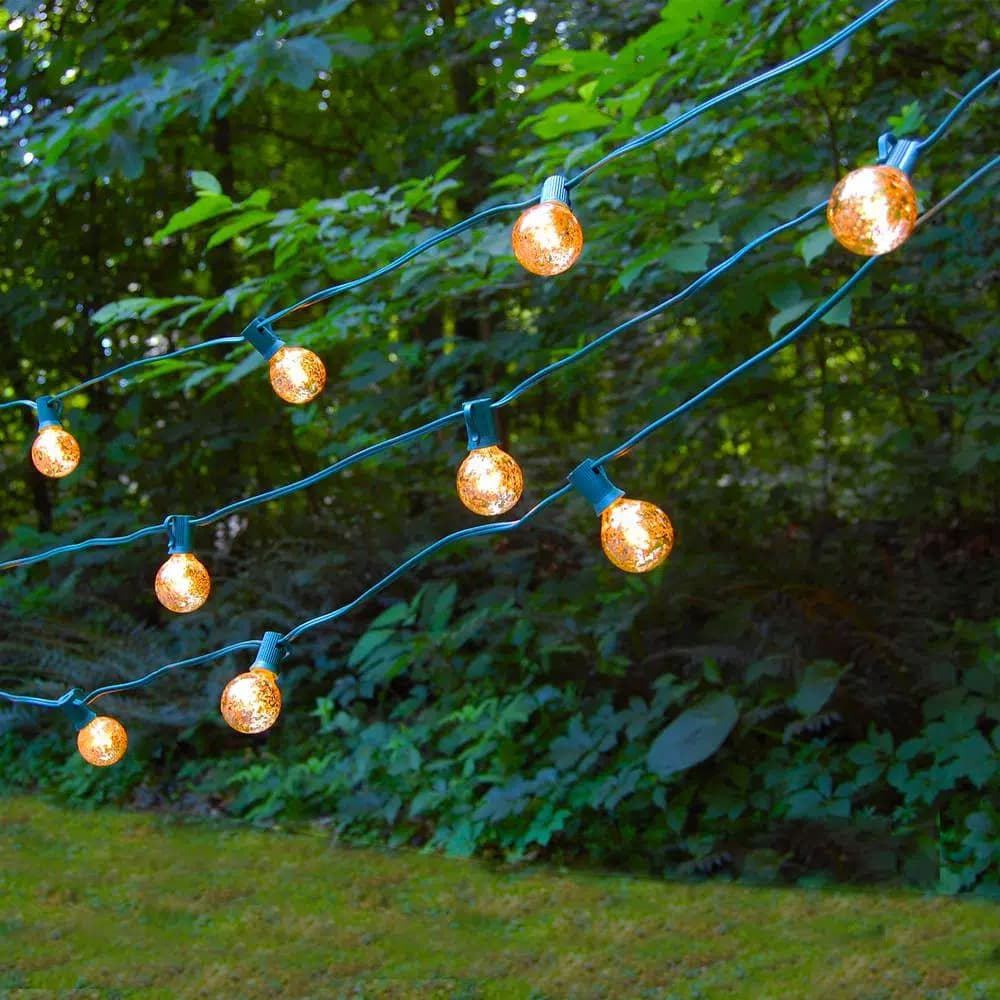LUMABASE 25 ft. 25-Light Gold Mercury Globe String Lights, Weather Resistant Incandescent Decor