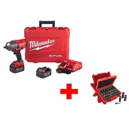 Milwaukee M18 FUEL 1/2 in. High Torque Impact Wrench Kit with Friction Ring, 2 Batteries, Charger & 9-Piece Socket Set thumbnail 1