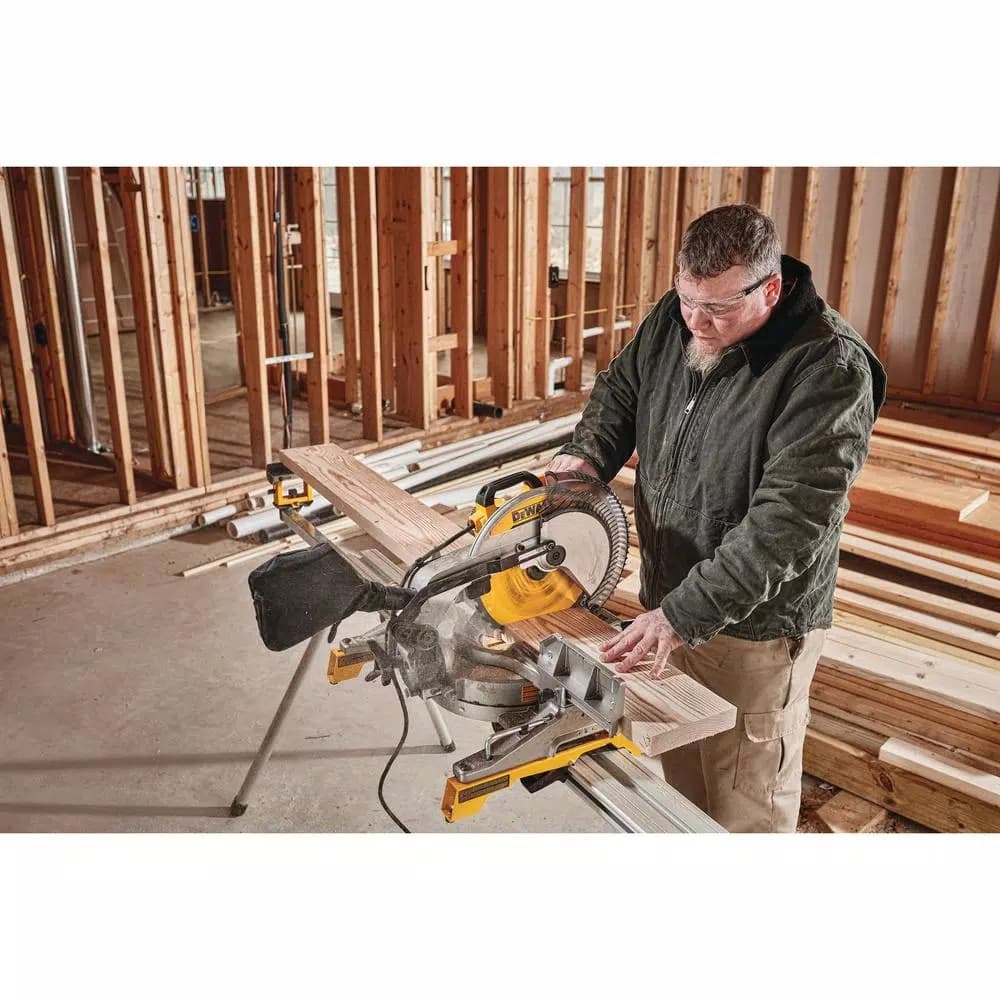 DEWALT 12 in. Corded Single Bevel Compound Miter Saw with 2-Pack Carbide Blade Set