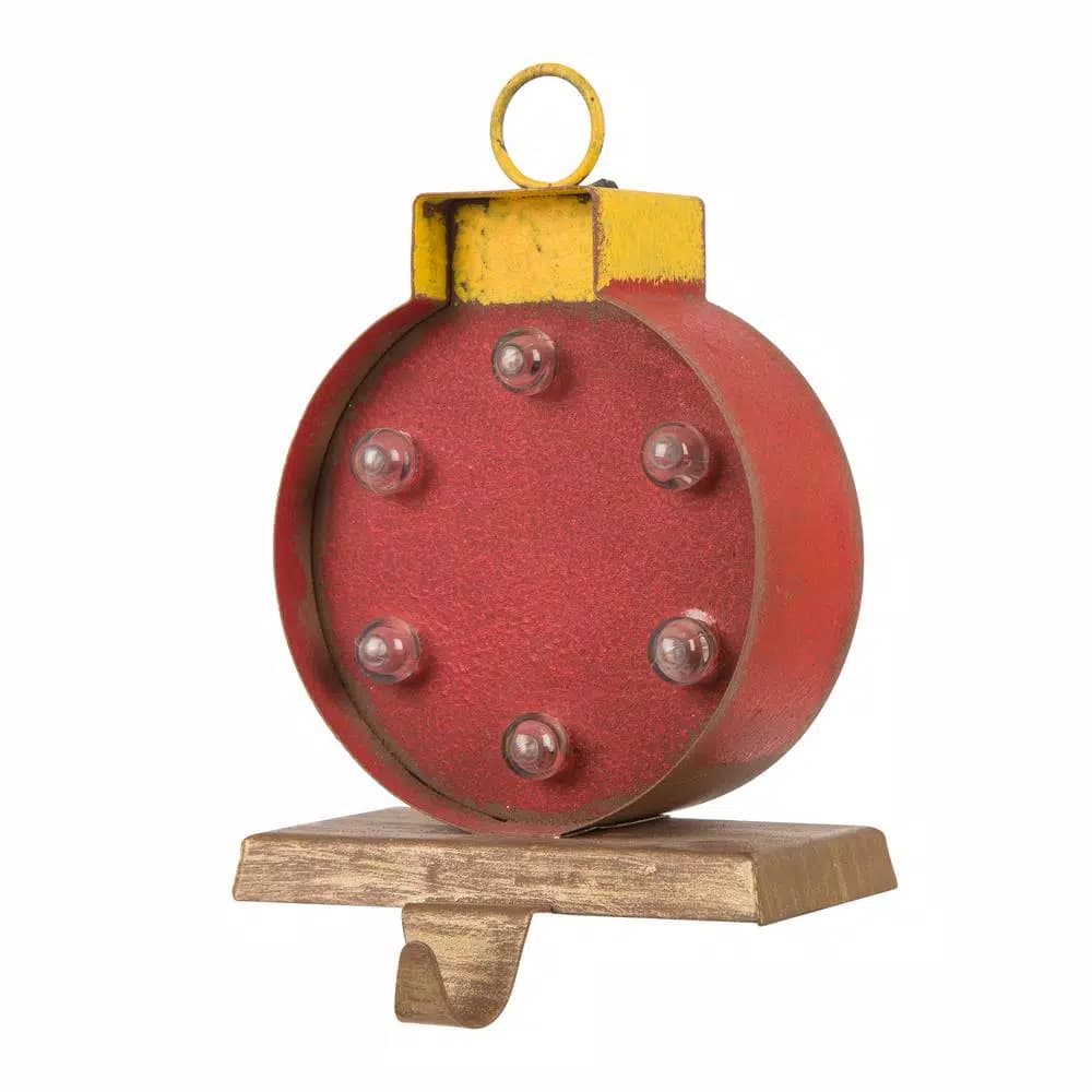 Glitzhome 2-Pack Marquee LED Stocking Holders - Metal Tree & Gift Box Holiday Decor