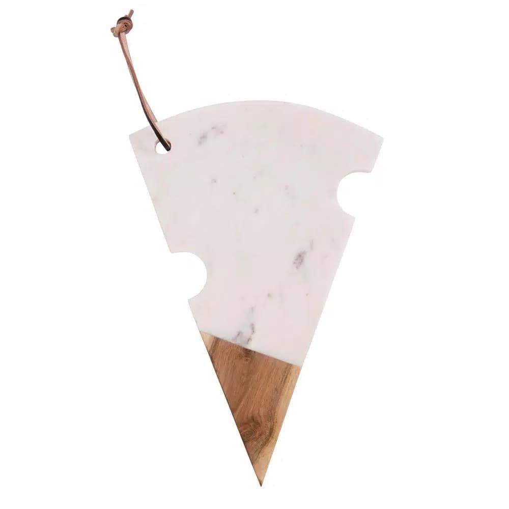 3R Studios Marble and Acacia Wood Cheese Slice Shaped Cutting Board