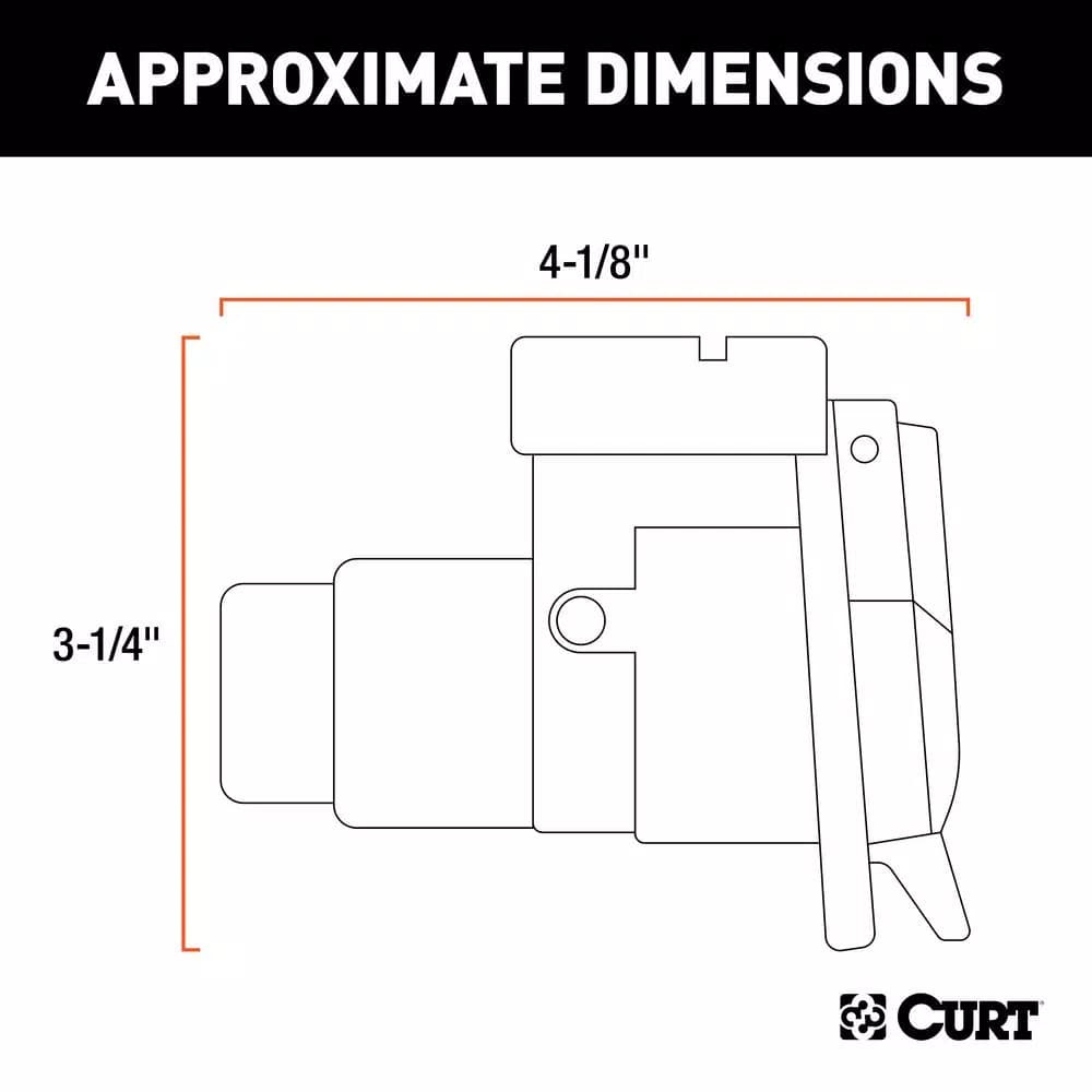 CURT 7-Way Round RV Blade Connector Socket with Integrated Bracket, Vehicle Side