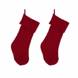 Glitzhome 22 in. Red Knitted Polyester Christmas Stockings, 2-Pack thumbnail 1