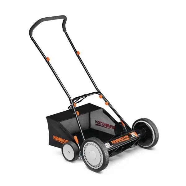 Remington 18 in. Manual Walk Behind Reel Lawn Mower with Bagger and 9-Position Height Adjustment