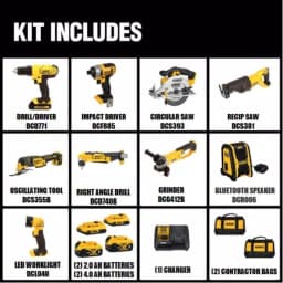 DEWALT 20V MAX Cordless 9-Tool Combo Kit with (2) 2.0Ah and (2) 4.0Ah Batteries thumbnail 2