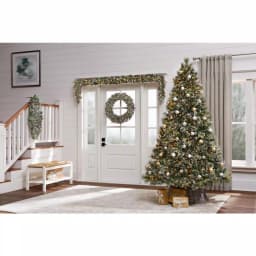 Home Accents Holiday 30in. Sparkling Amelia Pine Pre-lit LED Artificial Christmas Wreath with 50 Warm White Micro-Dot Lights thumbnail 3