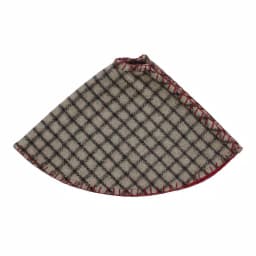 VHC Brands Weston 21 in. Slate Grey Windowpane Plaid Christmas Tree Skirt with Cherry Red Trim thumbnail 3